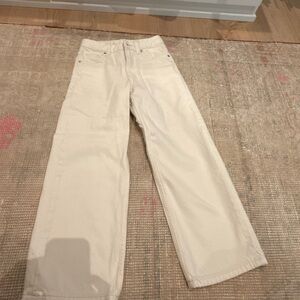 Zara Women's Straight Leg Cream Jeans